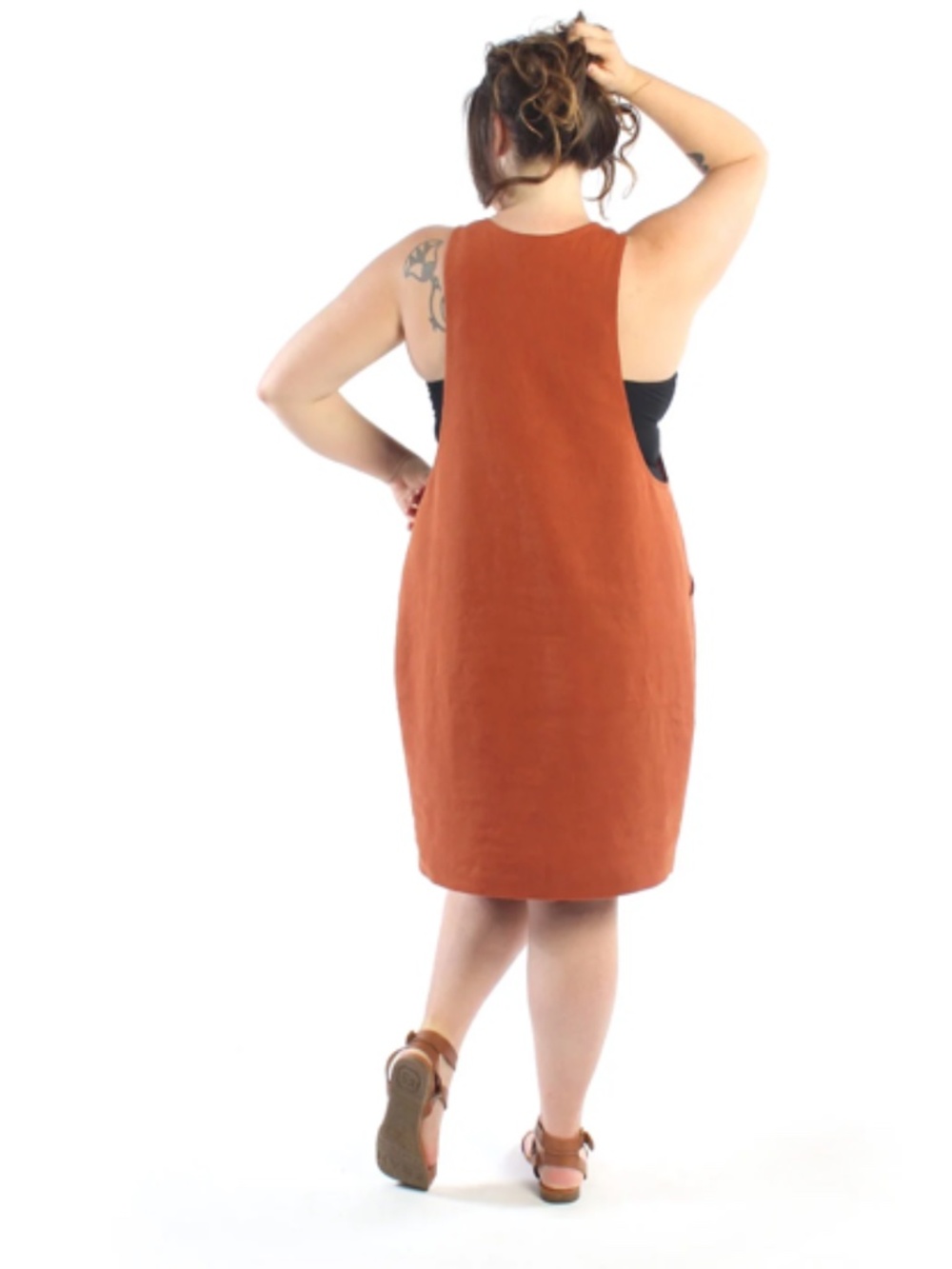 *Homemade* Dusty Pink Linen York Pinafore - Picture 5 of 5
